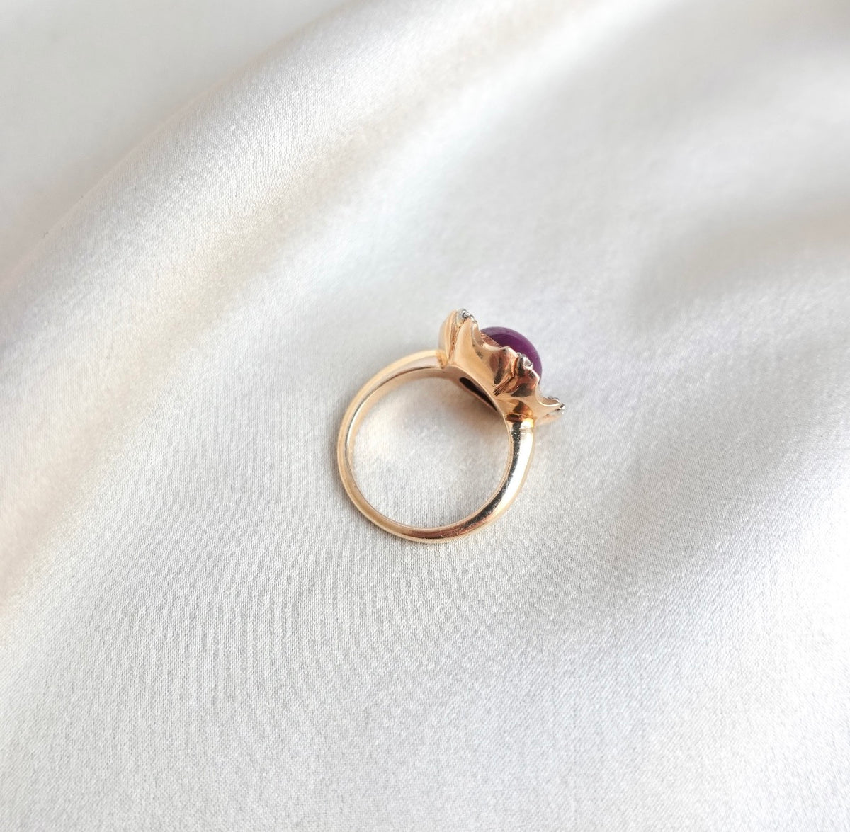 Pink Sapphire Diamond Floral Pinky Ring