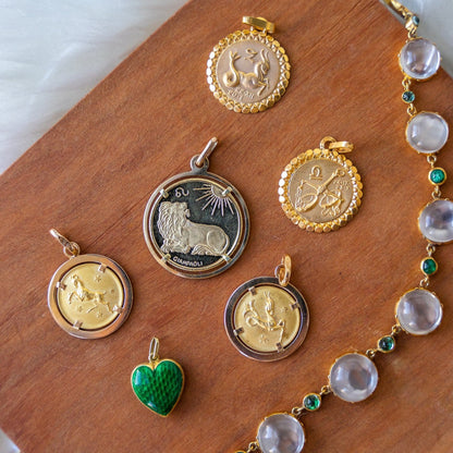 Vintage French 18K Libra Zodiac Pendant by Perroud