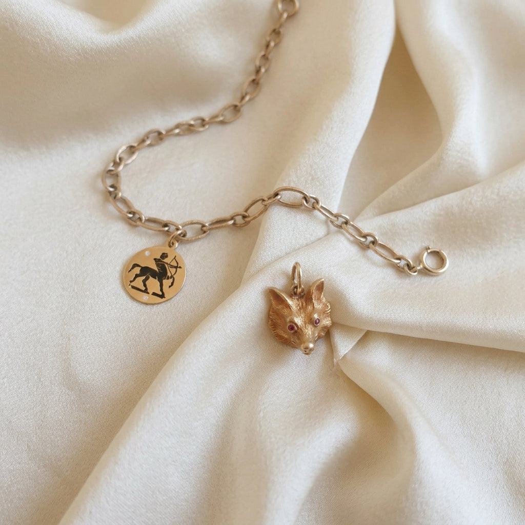 The Little Fox | 14K Gold & Ruby Pendant