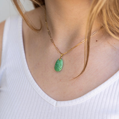 14k Hand Carved Jade Pendant