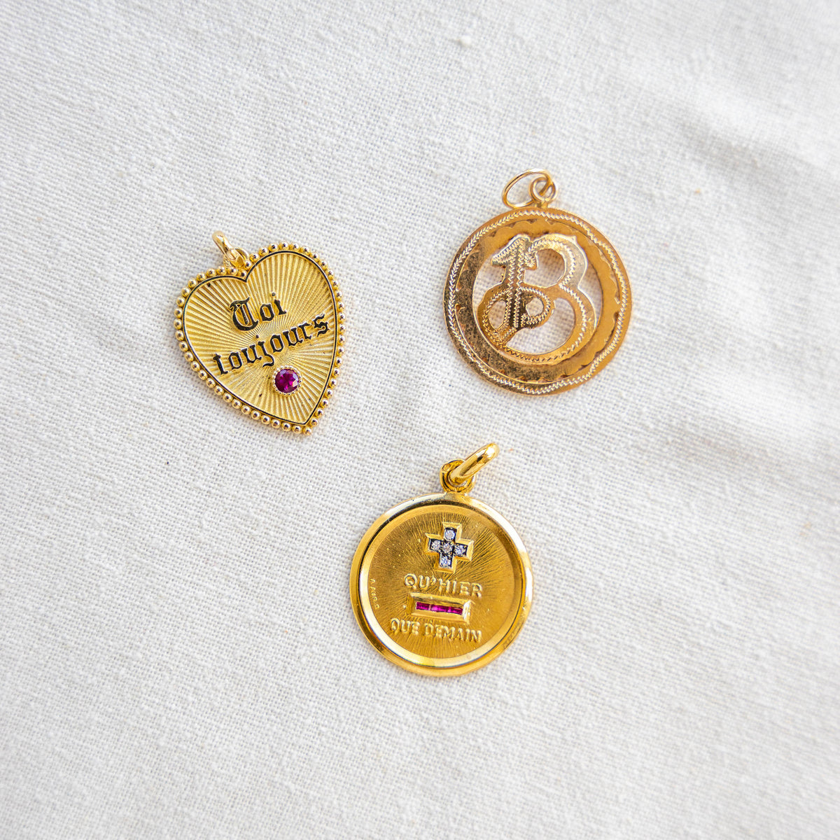 Vintage French 18K Small Heart Toi Moi Toujours Pendant - You and I Always