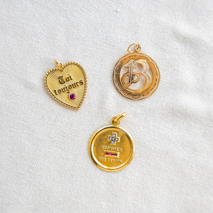 Vintage French 18K Small Heart Toi Moi Toujours Pendant - You and I Always