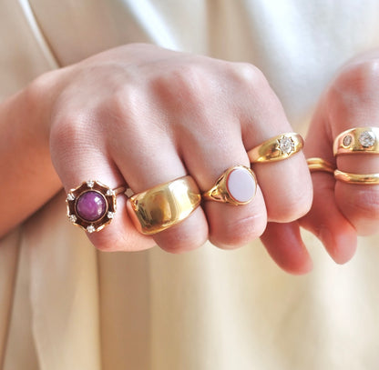 Pink Sapphire Diamond Floral Pinky Ring
