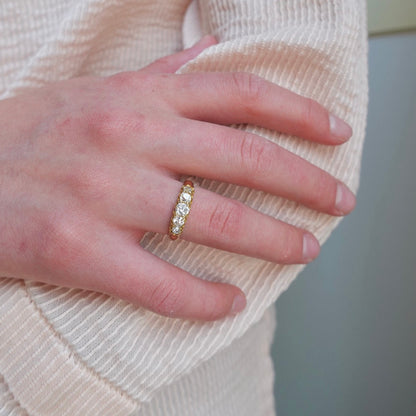 Victorian Old Mine Cut Diamond Anniversary Band in 18K Gold