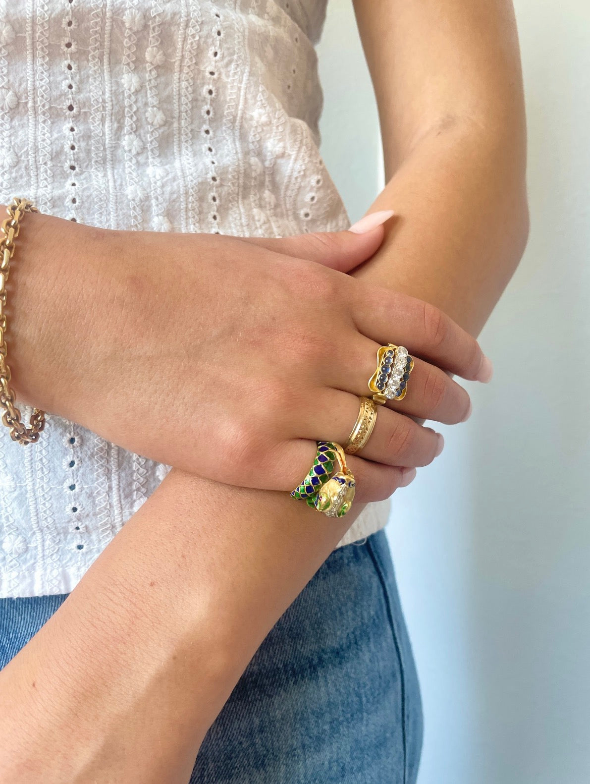 Italian Enamel Serpent Wrap Ring