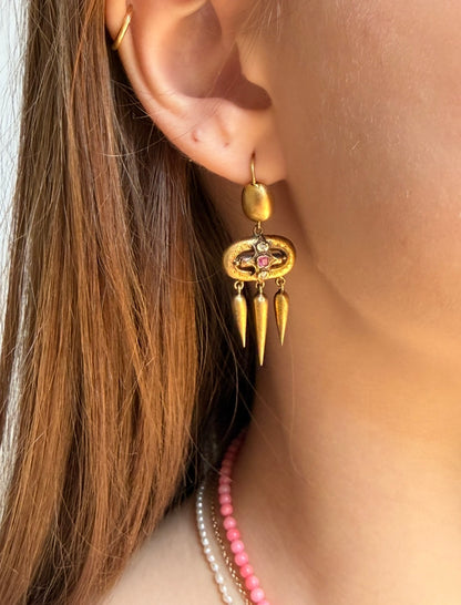 The Pendulum — Victorian 14K Etruscan-Style Drop Earrings