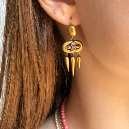 The Pendulum — Victorian 14K Etruscan-Style Drop Earrings