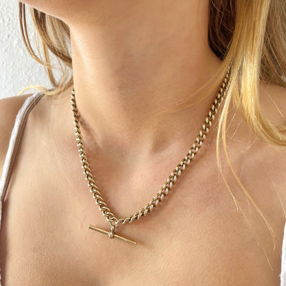 Antique 9K Curb Chain with T-bar