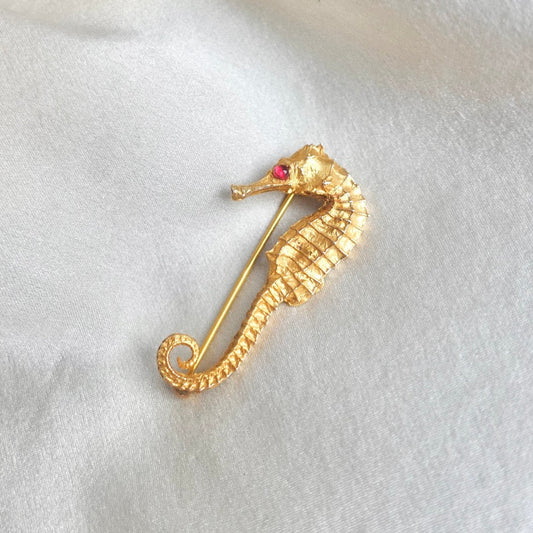 Seahorse Brooch with Ruby Eyes