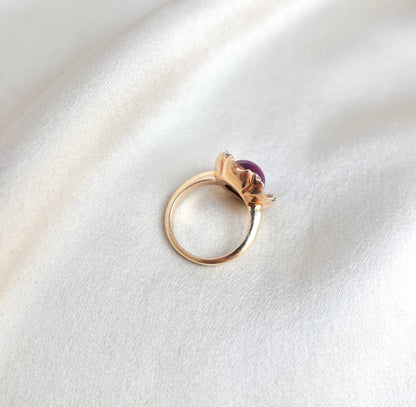 Pink Sapphire Diamond Floral Pinky Ring