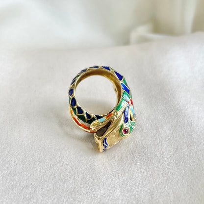 Italian Enamel Serpent Wrap Ring