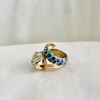 Italian Enamel Serpent Wrap Ring