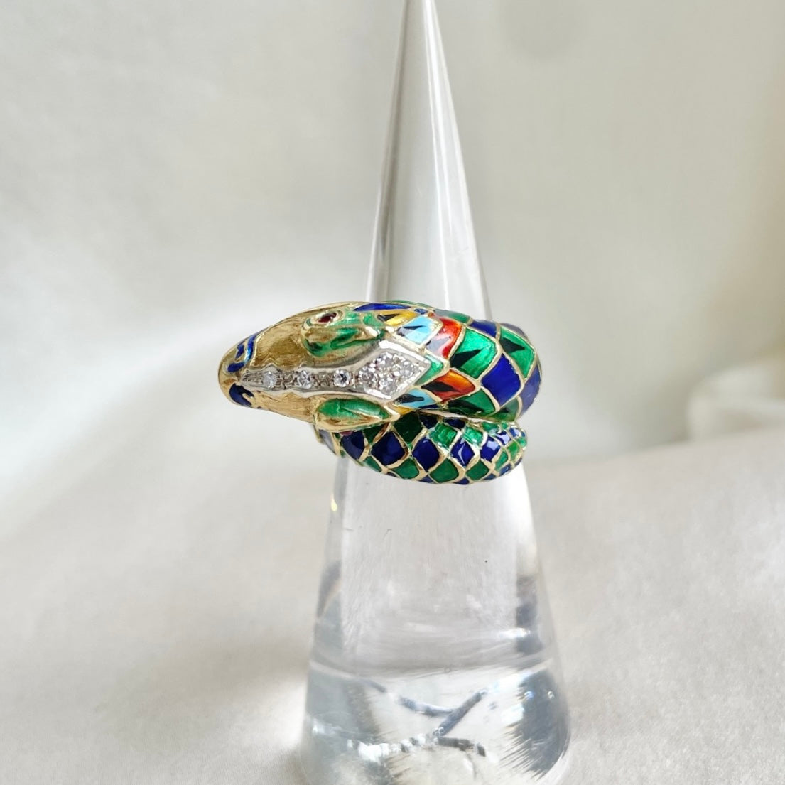 Italian Enamel Serpent Wrap Ring