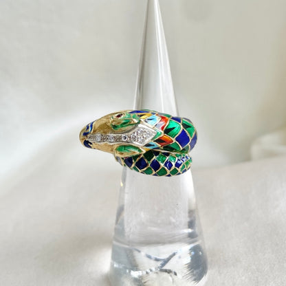 Italian Enamel Serpent Wrap Ring