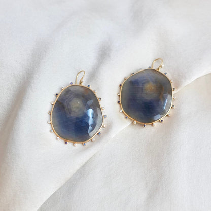Faceted Sapphire Slice Earrings