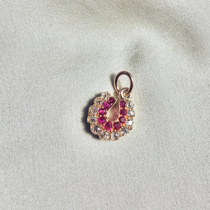 Edwardian Ruby & Old Mine Cut Diamond Horseshoe Pendant