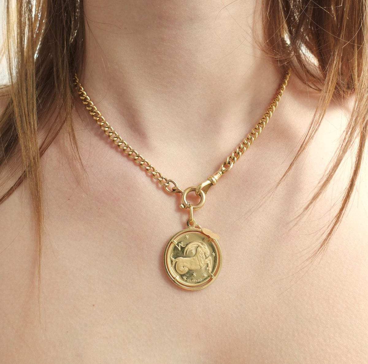 Italian Capricorn 18K Italian Zodiac Pendant