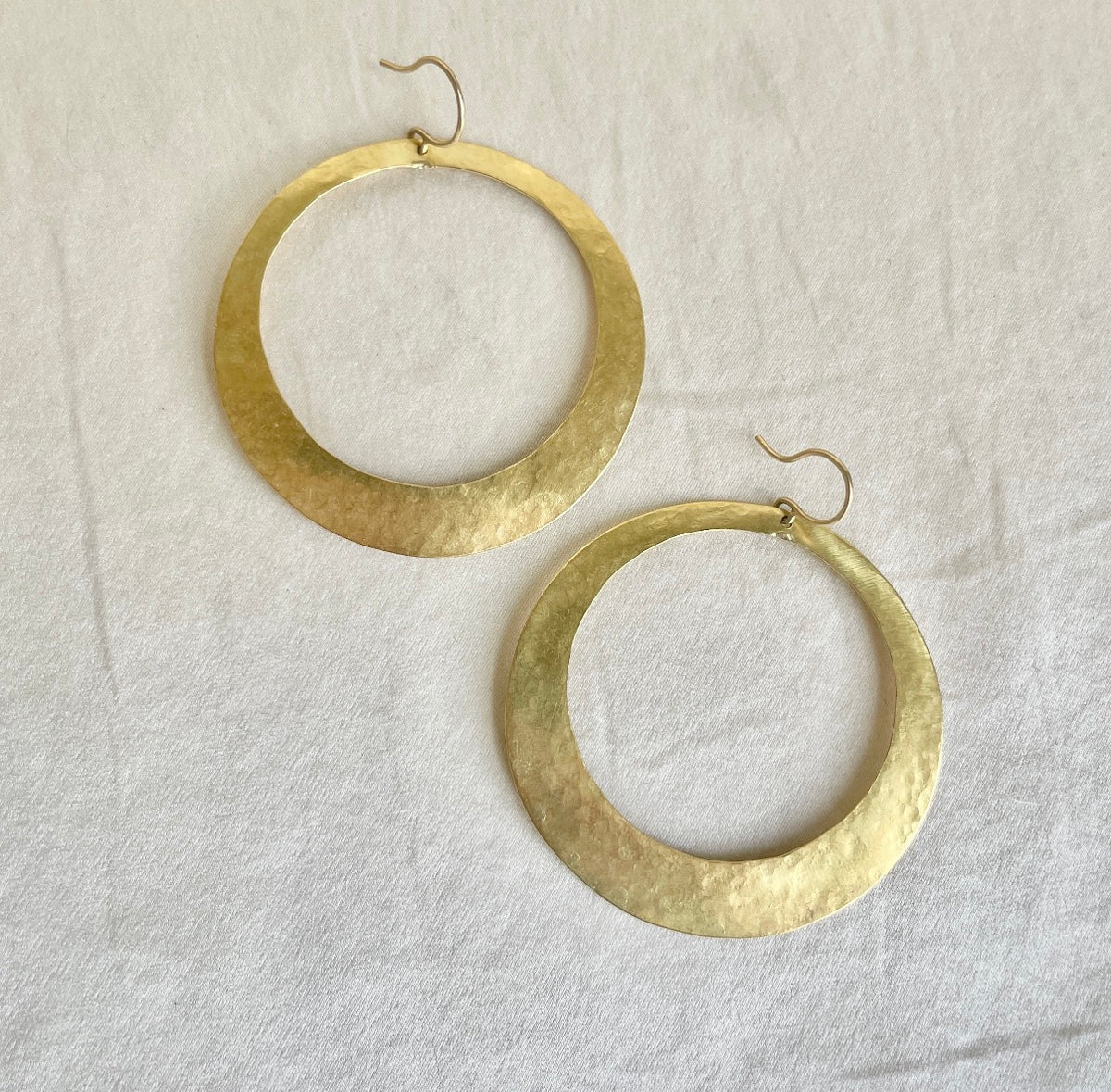 Crescent Circle Hammered Earrings