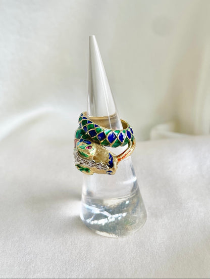 Italian Enamel Serpent Wrap Ring