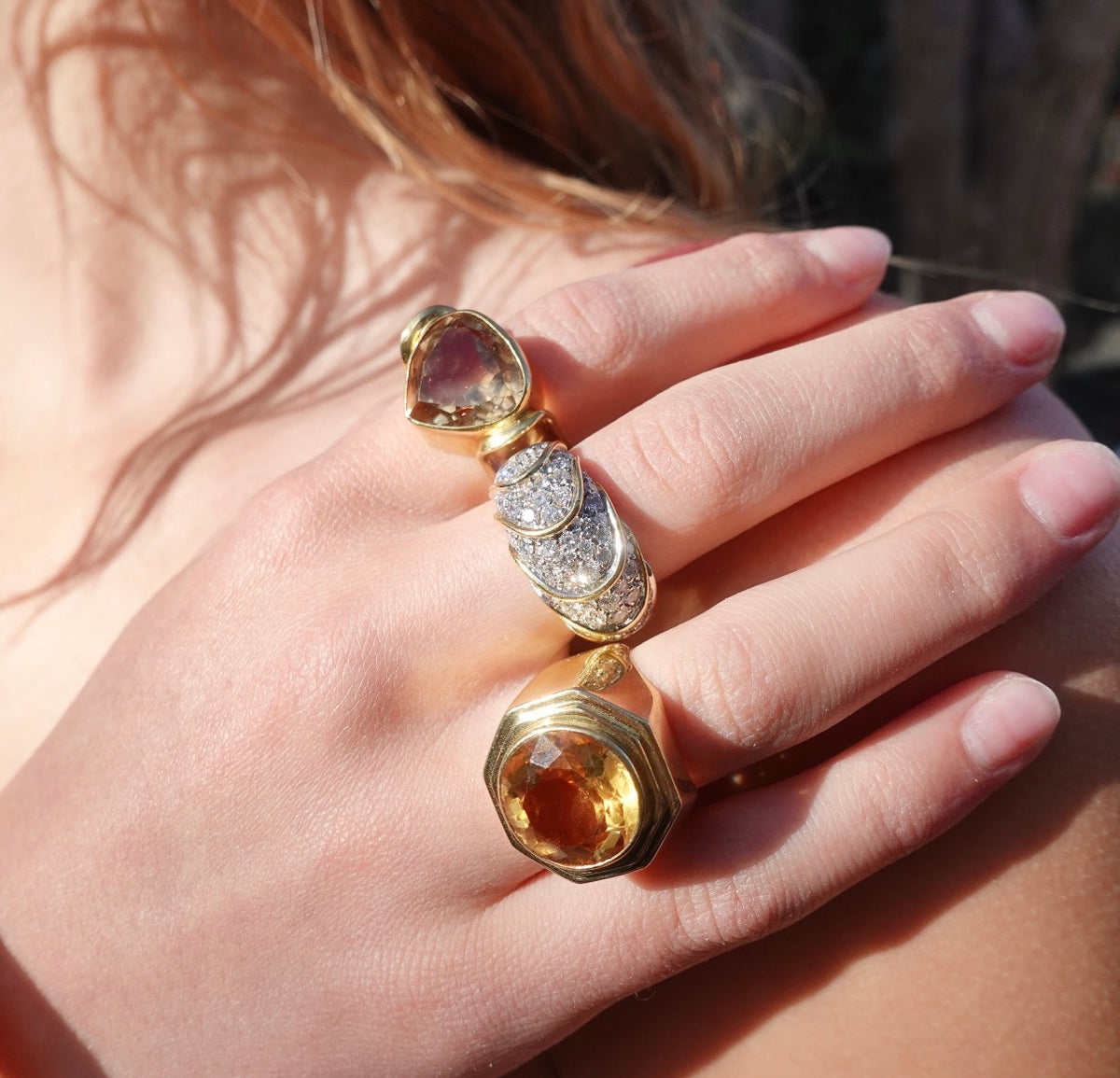 Sculptural Smoky Topaz Ring