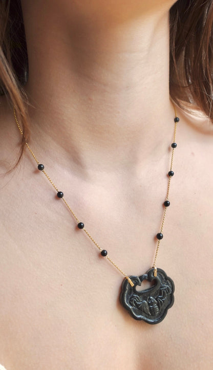 Bat Motif Longevity Lock Necklace