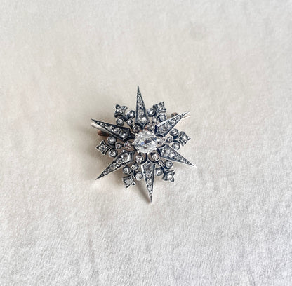 Polaris: French Victorian Diamond Star Brooch