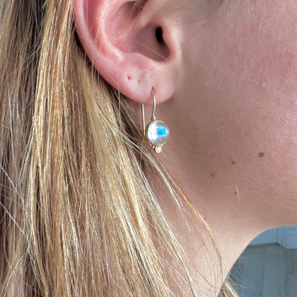Moonstone Diamond Earrings with French Wire in 24K
