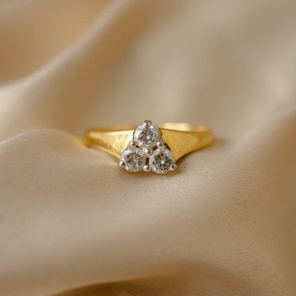 Three Jewels- 3 Stone Diamond Ring in 18K Gold Ring