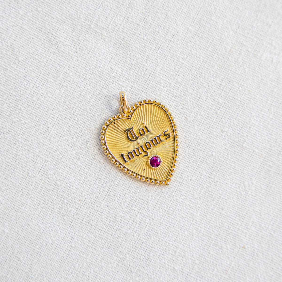 Vintage French 18K Small Heart Toi Moi Toujours Pendant - You and I Always