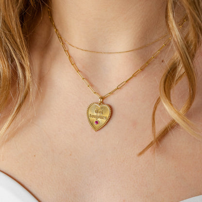 Vintage French 18K Small Heart Toi Moi Toujours Pendant - You and I Always