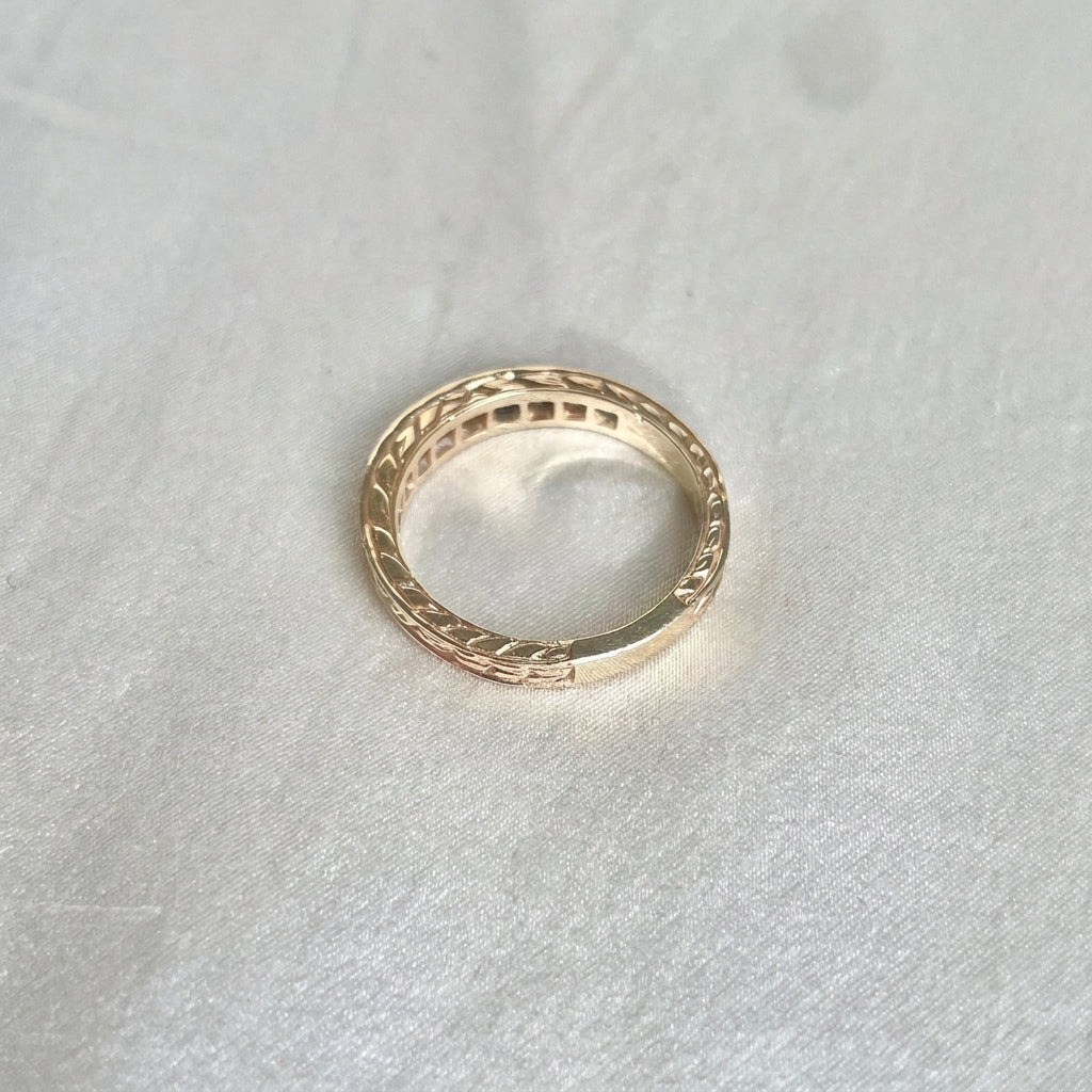 Italian 14K Gold Diamond Engraved Band