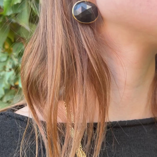 Faceted Jet Earrings in 18K